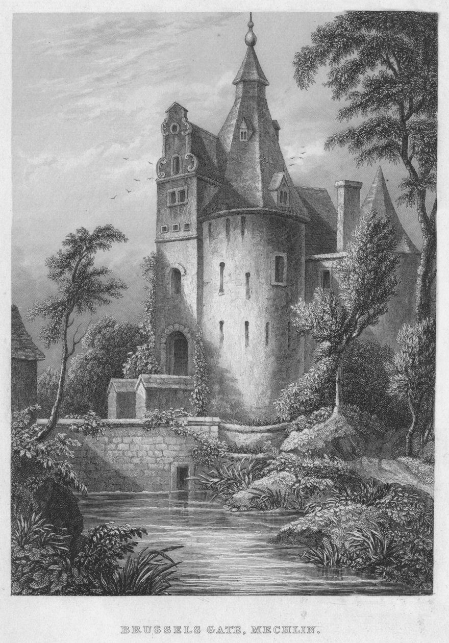 Brysselin portti, Mechlen, 1850 tekijältä Shury and Son