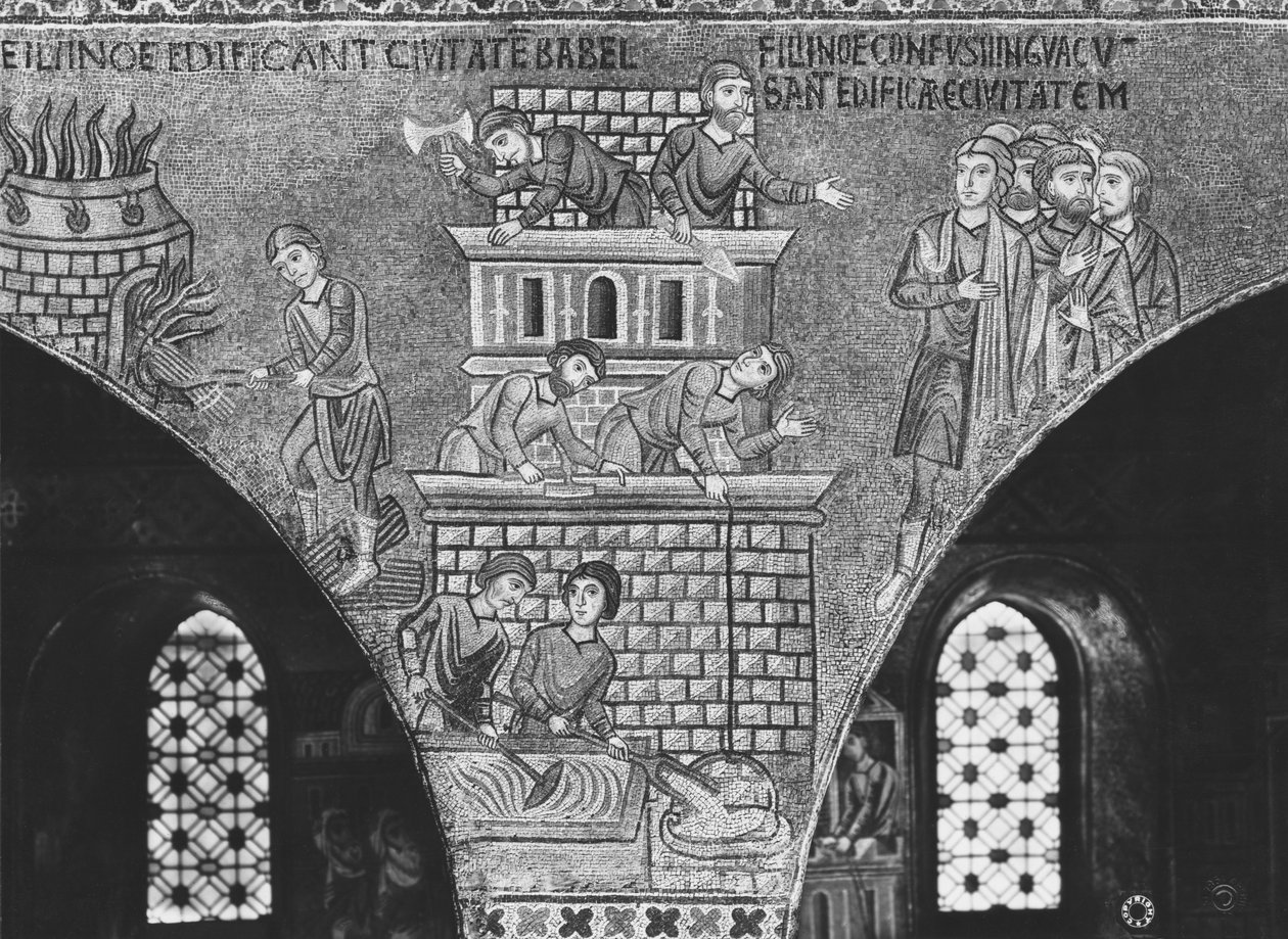 Baabelin tornin rakentaminen (mosaiikki) tekijältä Sicilian School