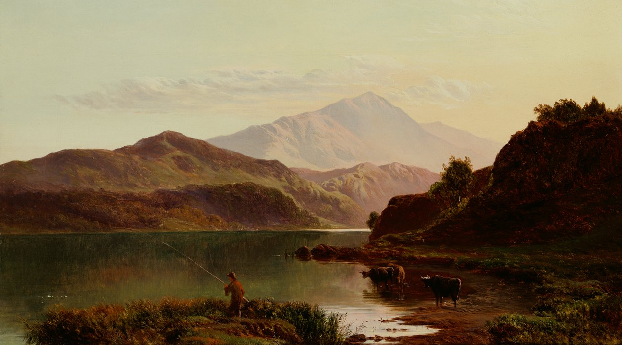 Kalastus järvellä (öljy) tekijältä Sidney Richard Percy