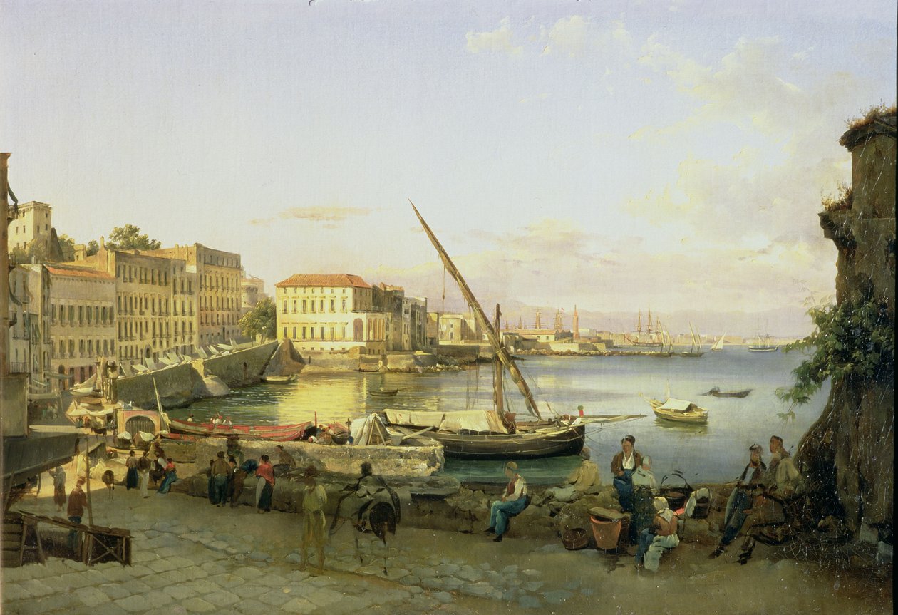 Santa Lucia Embankment, Napoli, noin 1820 tekijältä Silvestr Fedosievich Shchedrin