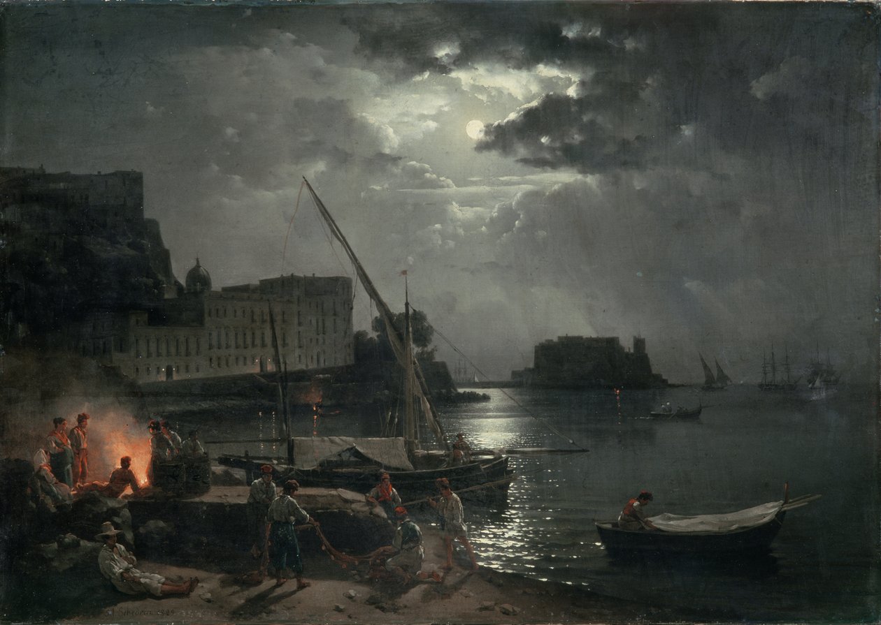 Näkymä Napolista Moonlightissa, 1829 tekijältä Silvestr Fedosievich Shchedrin