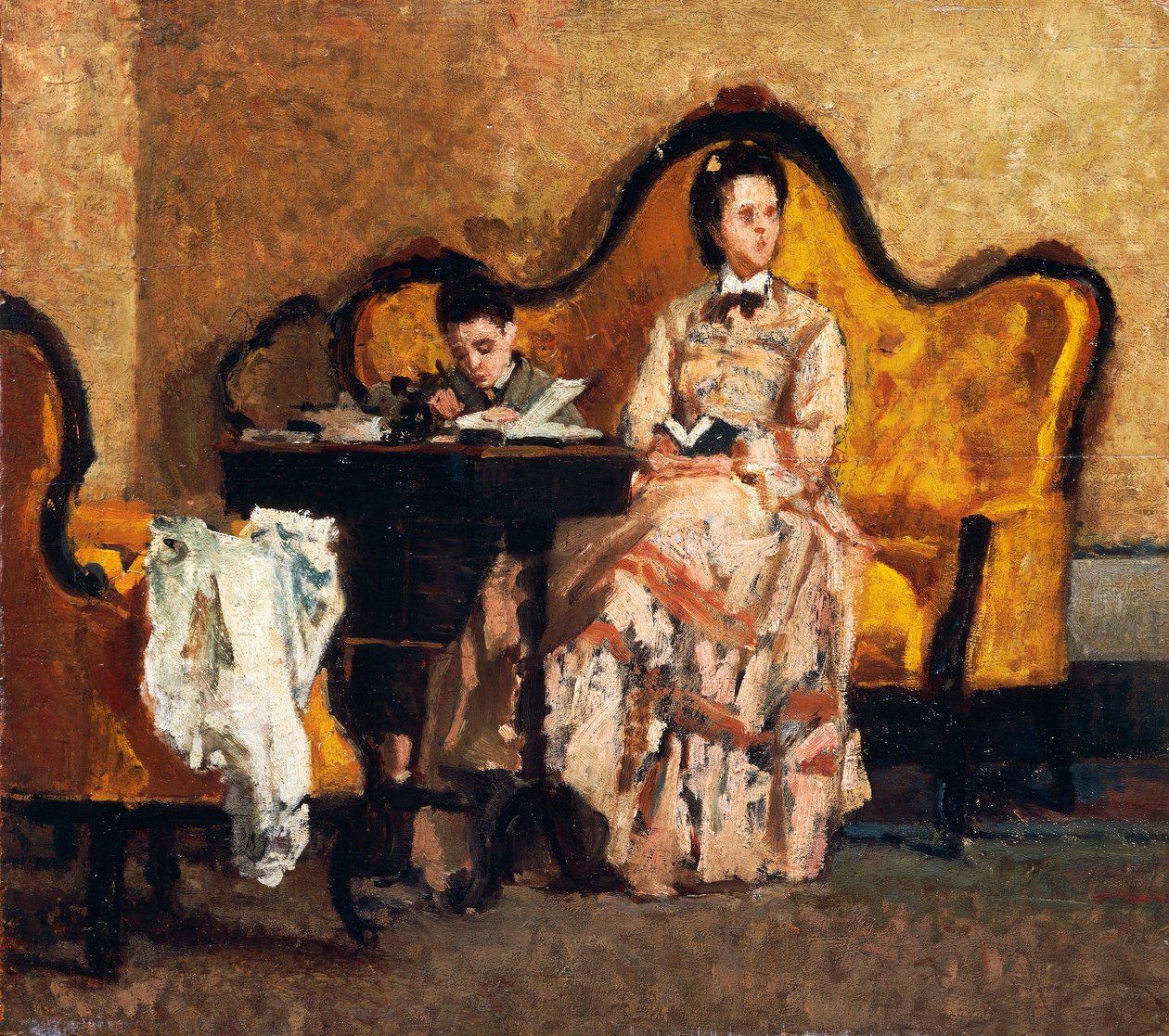 Kotitehtävä, kirjoittanut Silvestro Lega (1826-1895) tekijältä Silvestro Lega
