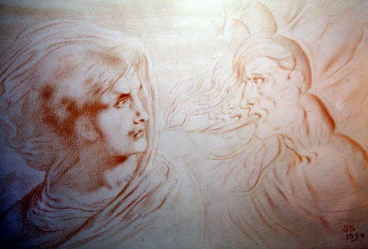 Tulevaisuuden ajatuksia, 1894 (liitu paperille) tekijältä Simeon Solomon