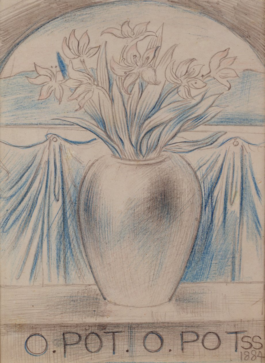 O Pot O Pot, 1884 (kynä ja värillinen liitu paperille) tekijältä Simeon Solomon