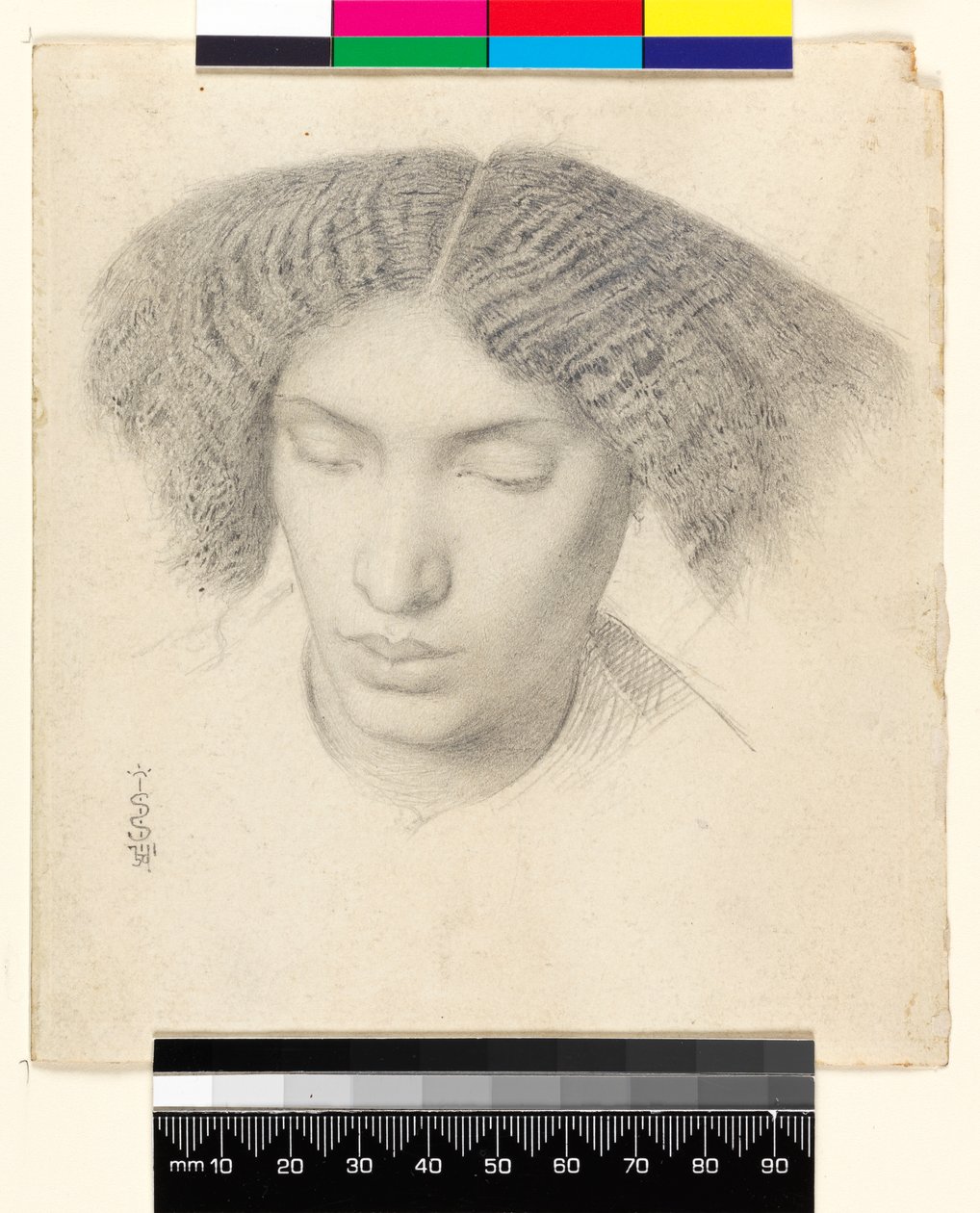 Rouva Fanny C.h.nin muotokuva, 1859 (grafiitti paperille) tekijältä Simeon Solomon