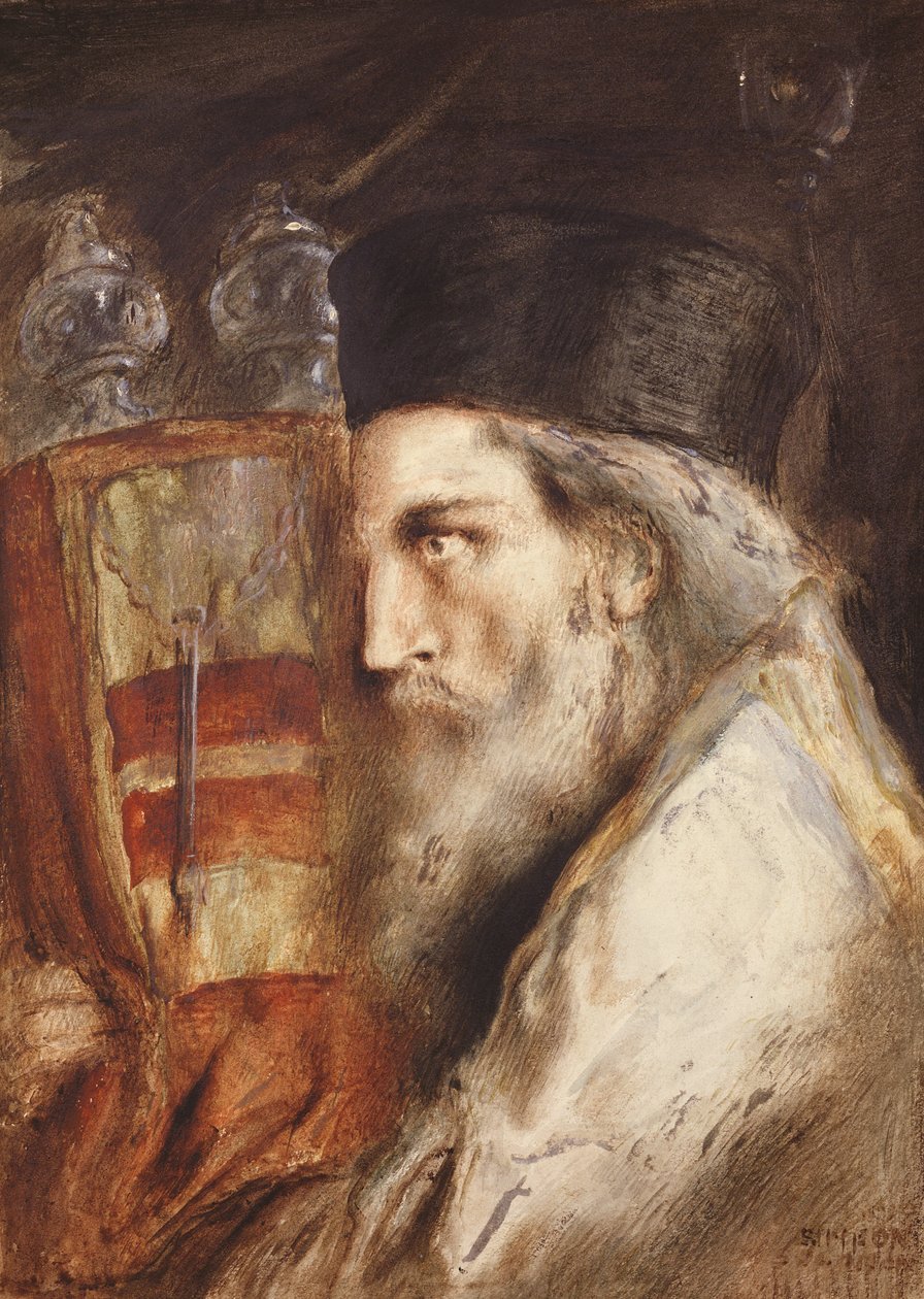Rabbi kantaa Tooraa (wc paperilla) tekijältä Simeon Solomon