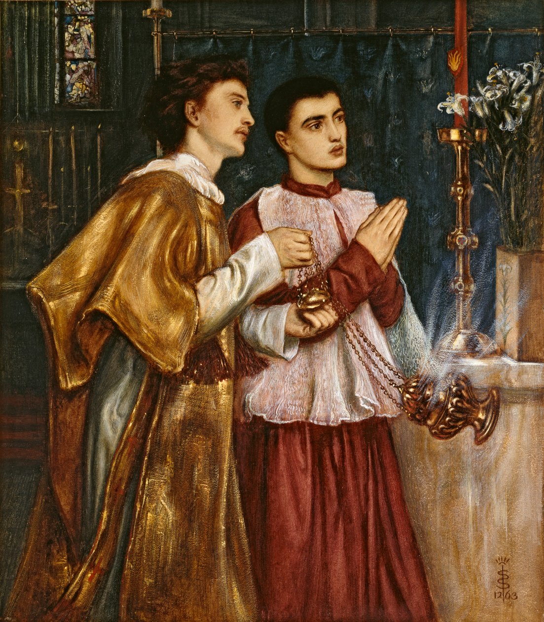 Two Acolytes Censing: Helluntai, 1863 tekijältä Simeon Solomon