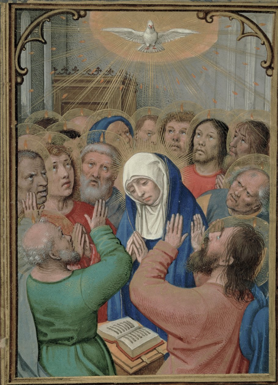 1.99 fol.42v helluntai, noin 1530 tekijältä Simon Bening