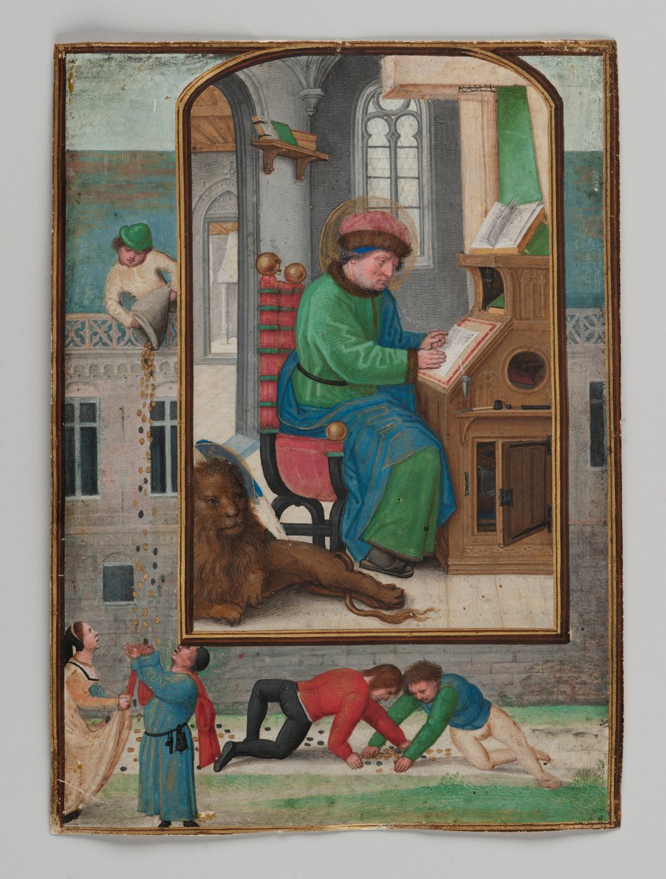 Pyhän Markuksen kirjoitus, 1521 (tempera pergamentille) tekijältä Simon Bening