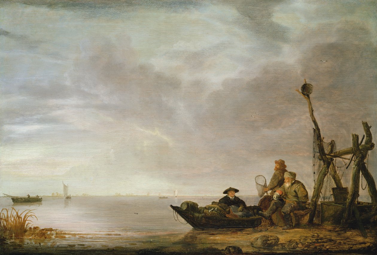 Kalastaja rannalla tekijältä Simon de Vlieger
