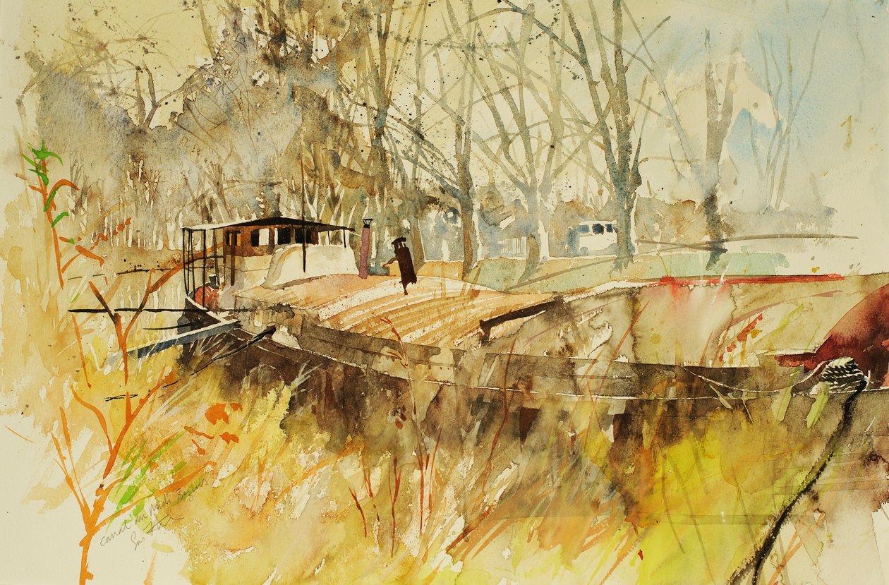 Canal du Midi, 2000 (akvarelli). tekijältä Simon Fletcher