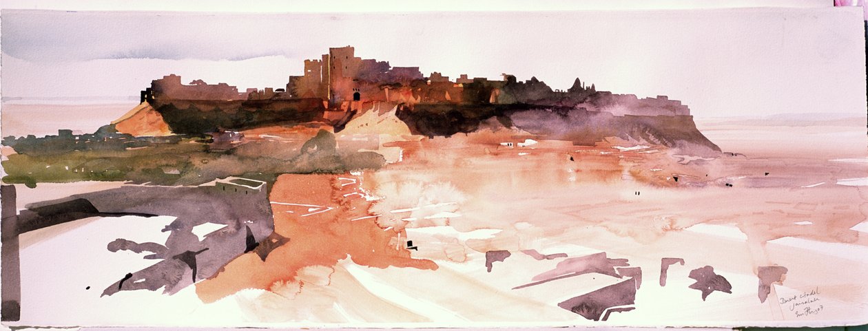 Aavikon linnoitus, Jaiselmer, 2007 (vesiväri paperille) tekijältä Simon Fletcher