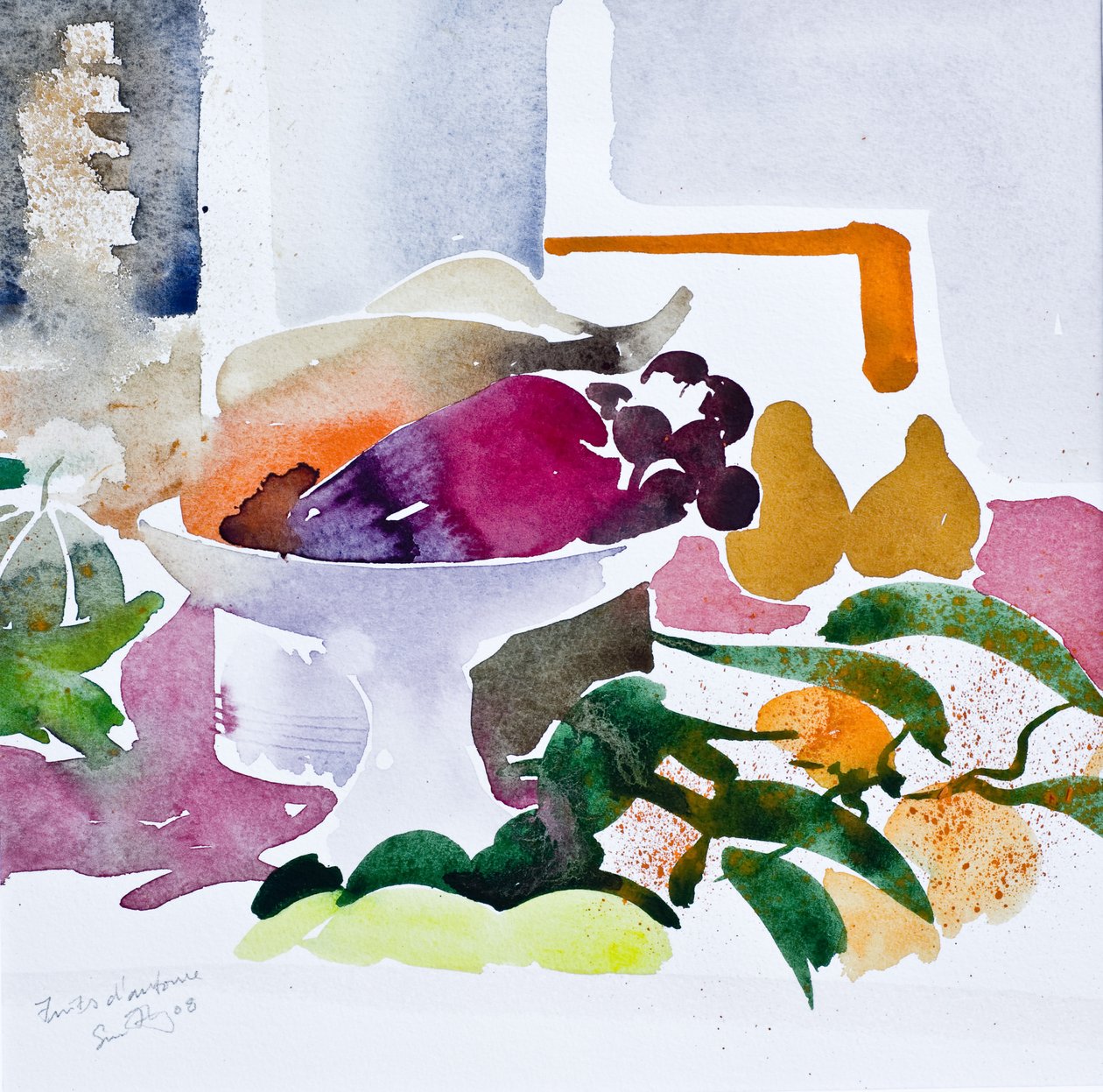 Syksyn hedelmät, 2008 (akvarelli) tekijältä Simon Fletcher