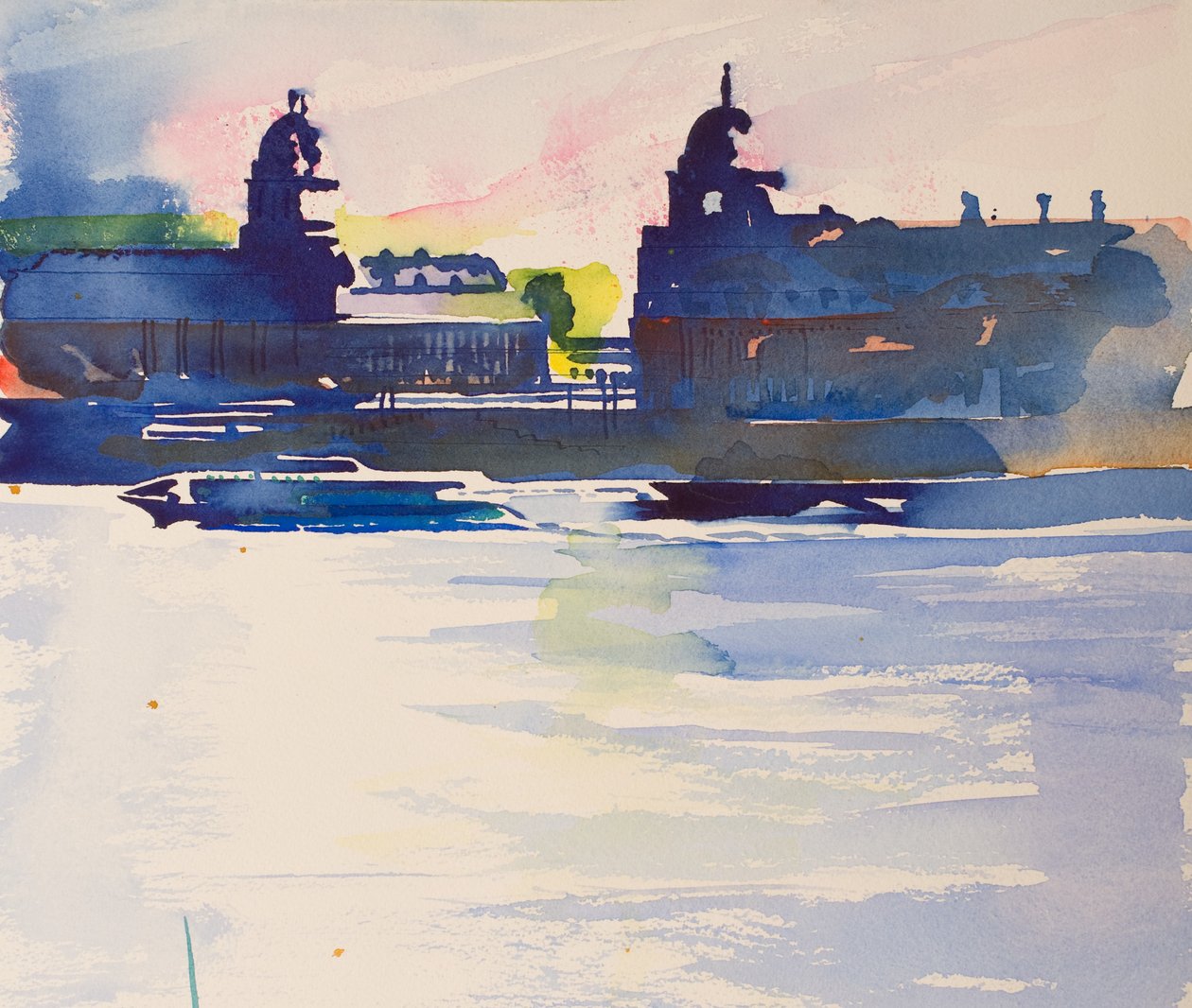 Greenwich Isle of Dogs -saarelta, 2016 (akvarelli) tekijältä Simon Fletcher