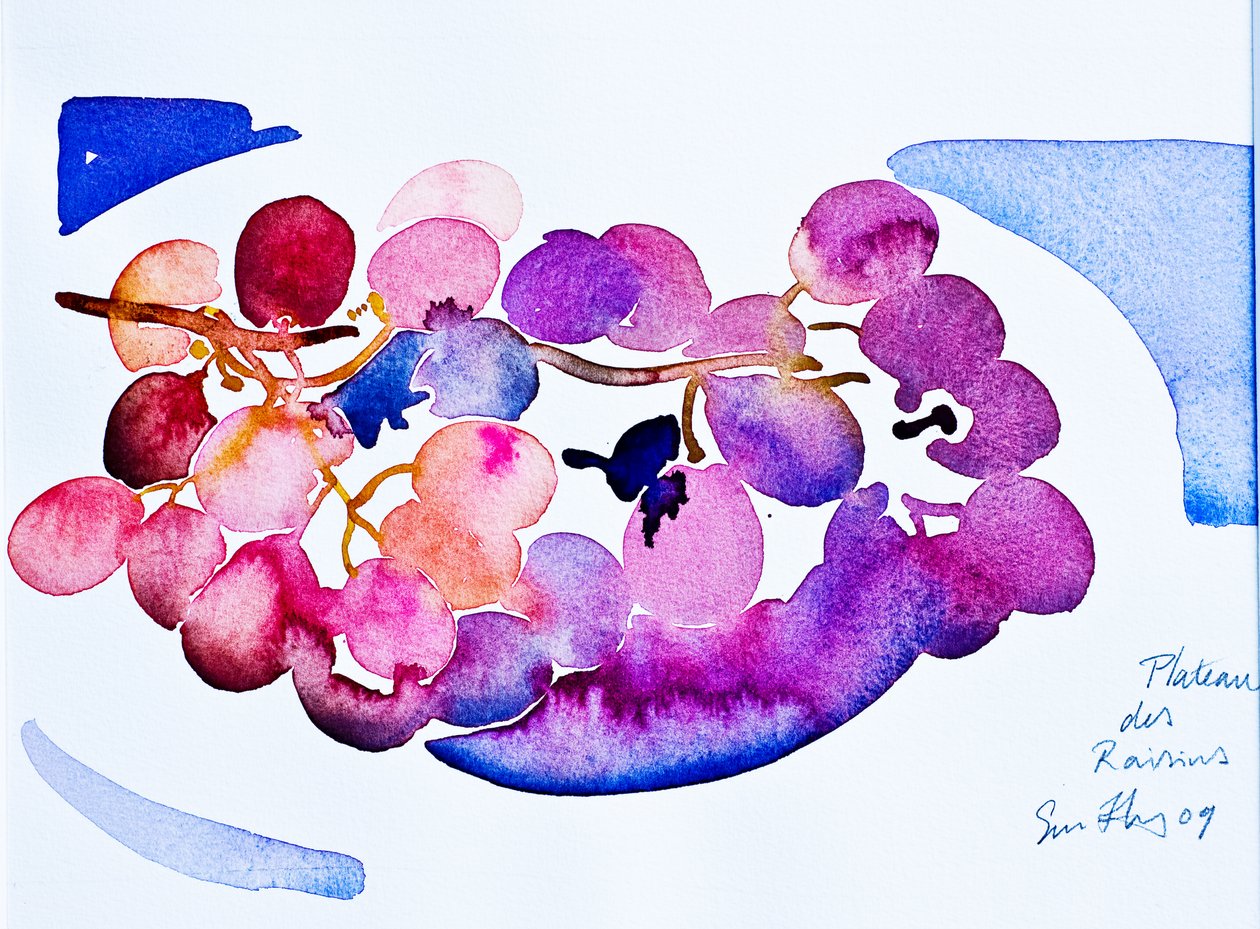 Plateau des Raisins (akvarelli paperille) tekijältä Simon Fletcher