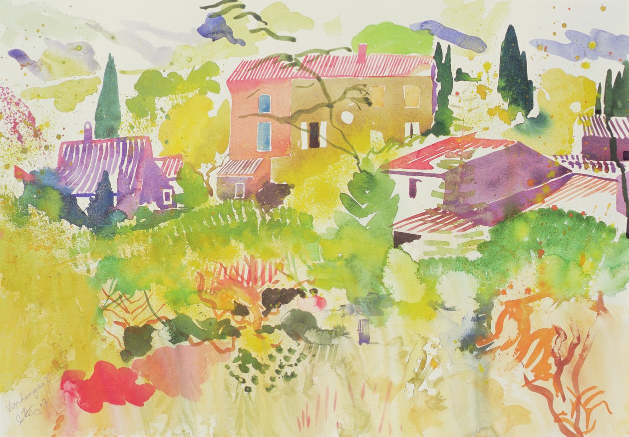 Vendanges I, 2007 (akvarelli) tekijältä Simon Fletcher