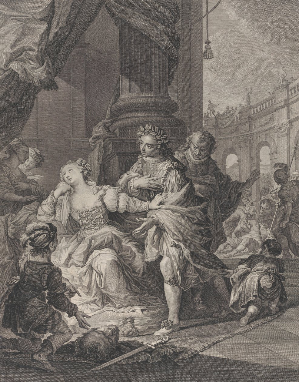 Gunhildaa syytetään aviorikoksesta, 1760. tekijältä Simon Francois Ravenet