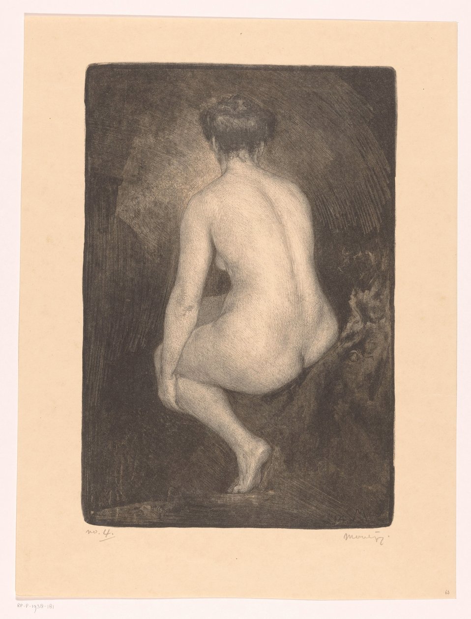 Istuva alaston nainen tekijältä Simon Moulijn (signed by artist)