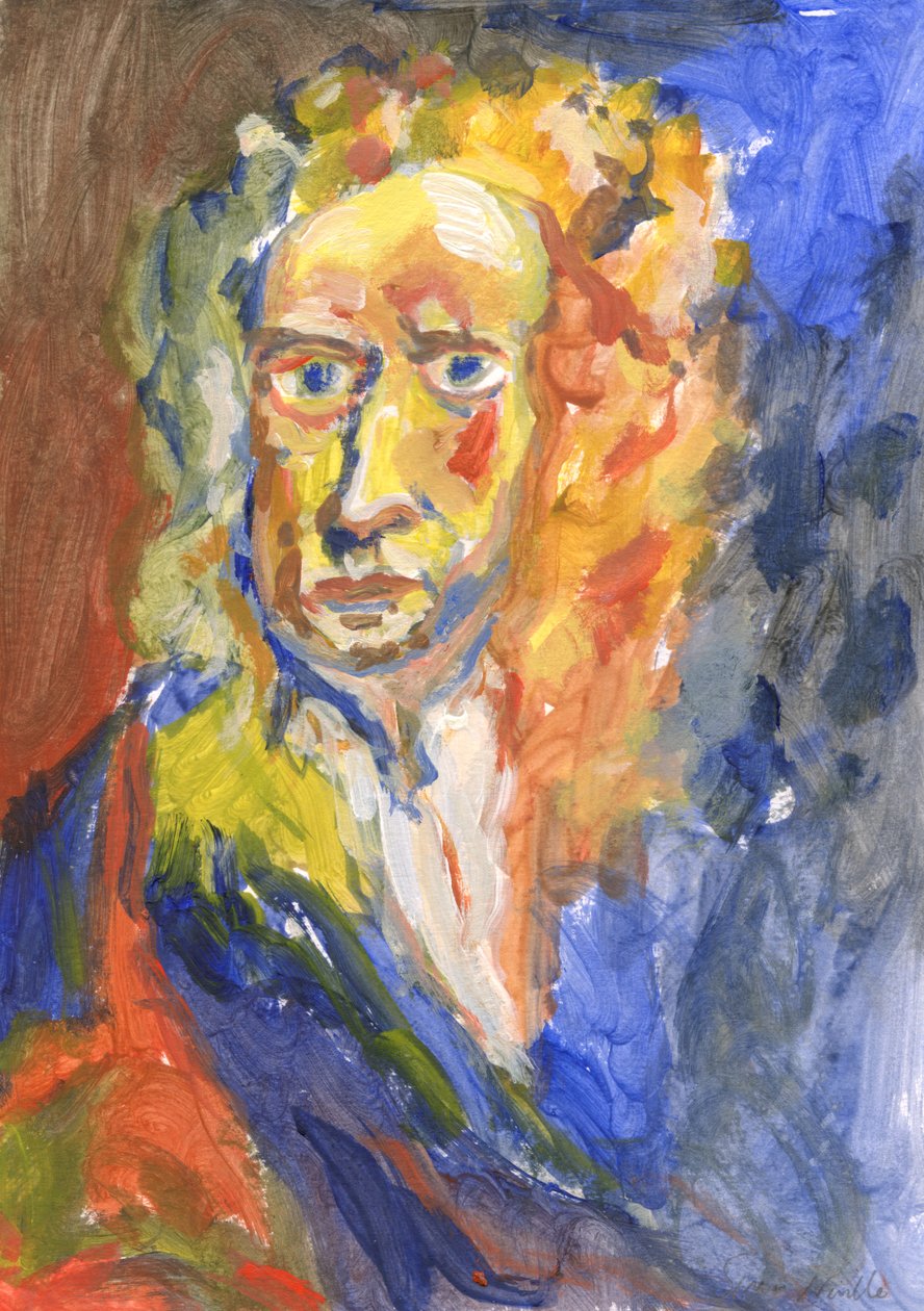 Sir Isaac Newton, 2023 (akryyli paperille) tekijältä Simon Neville