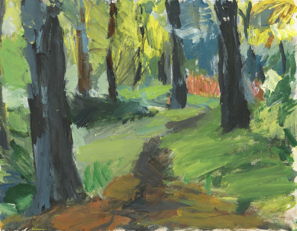 Metsäpolku, 2023 (akryyli paperille) tekijältä Simon Neville