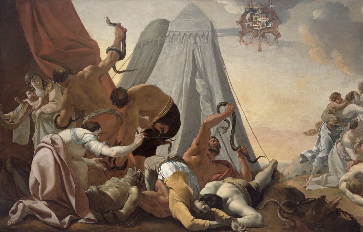 Israelilaiset katsomaan ylös pronssikäärmeeseen tekijältä Simon Vouet
