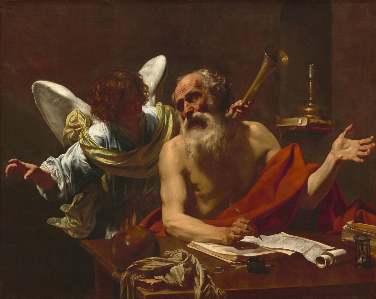 Pyhä Hieronymus ja enkeli tekijältä Simon Vouet