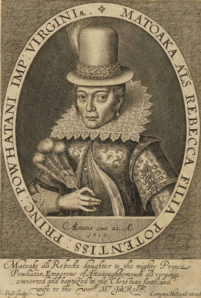 Pocahontas, 1616. tekijältä Simon de Passe