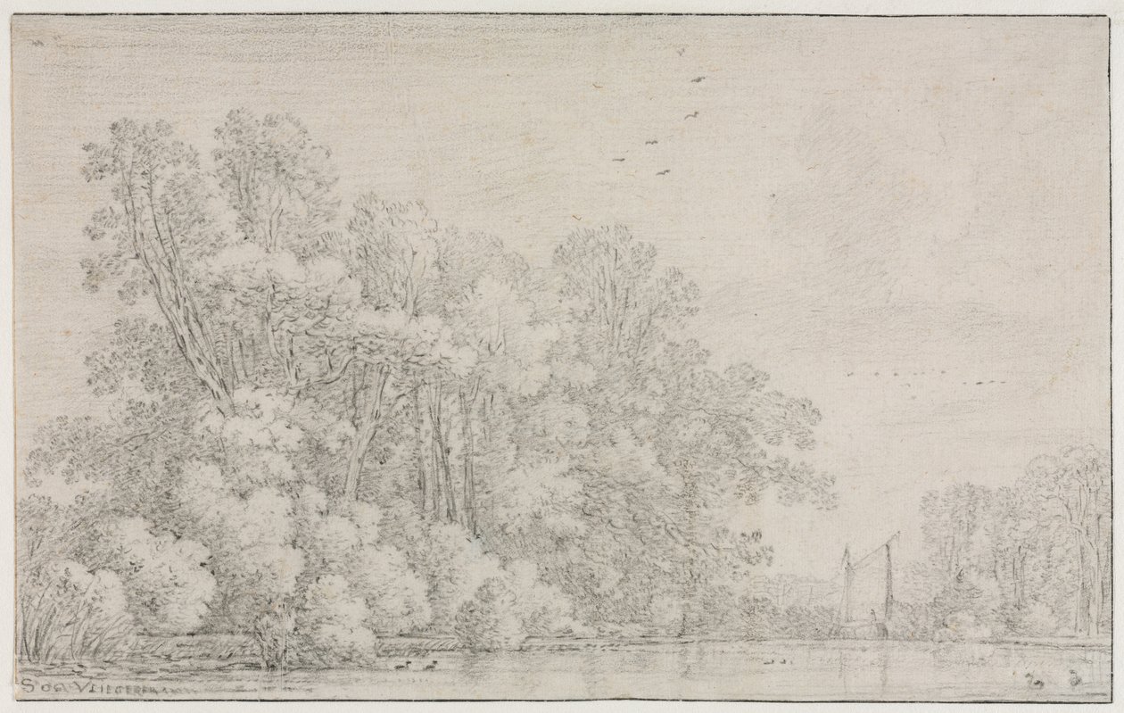 Jokimaisema, n. 1650. tekijältä Simon de Vlieger