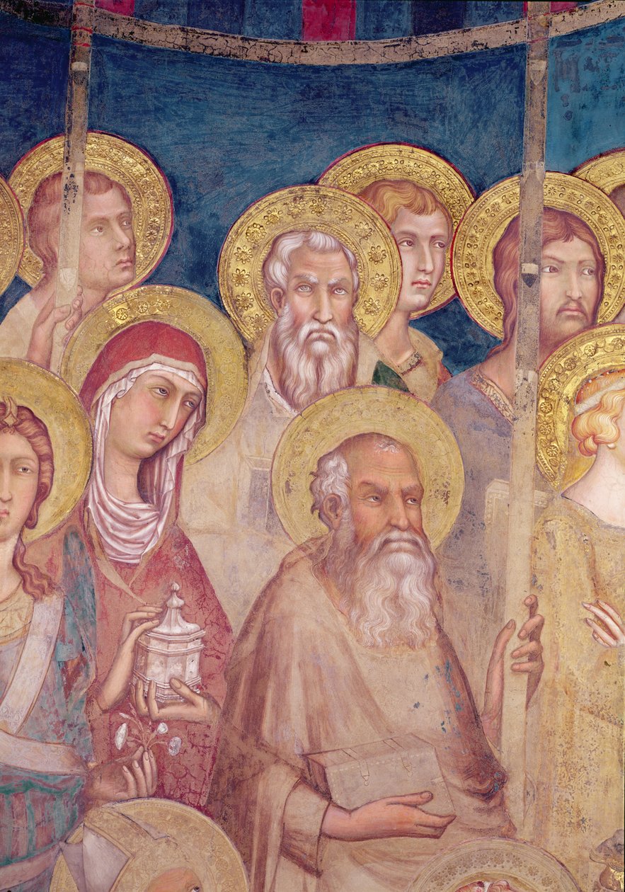 Maesta, yksityiskohta pyhimyksistä, fresko vuodelta 1315 tekijältä Simone Martini