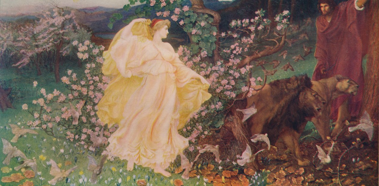 "Venus ja Anchises", c1889, c1915 tekijältä Sir William Blake Richmond
