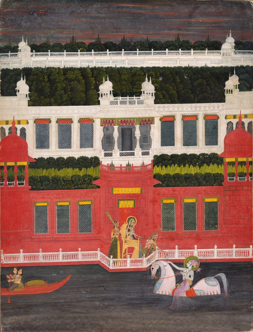 Krishna saa kukkaseppeleen, n. 1750-1760. tekijältä Sitaram
