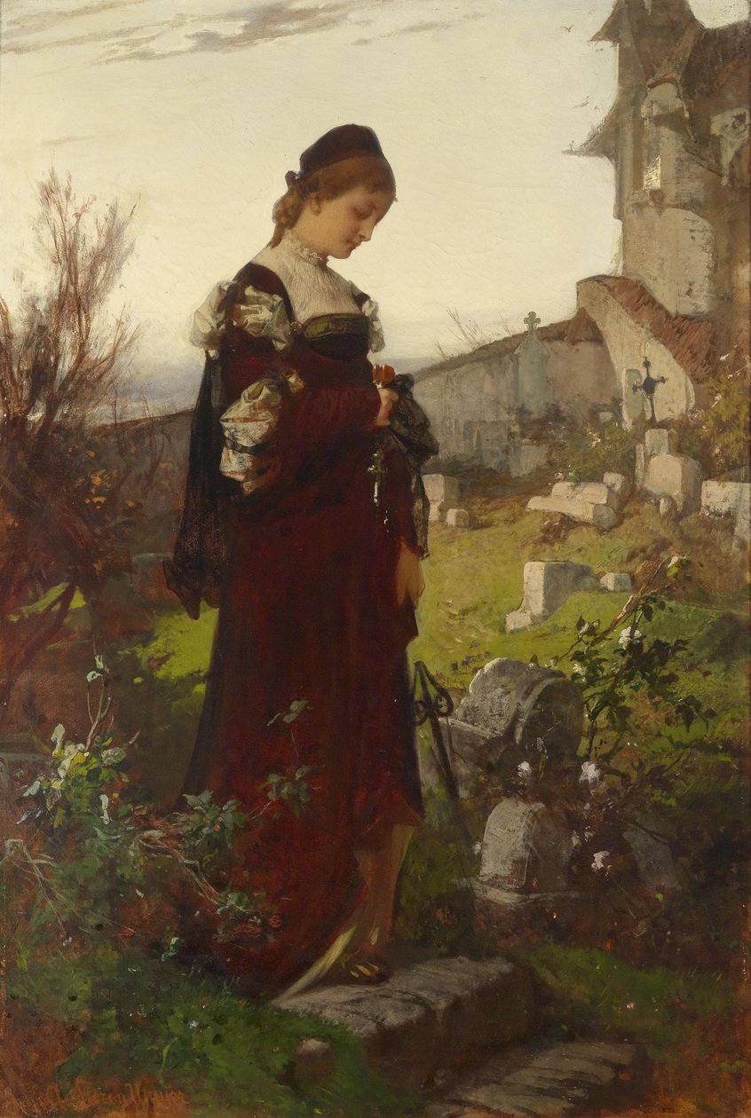 Mädchen auf einem Friedhof tekijältä Sándor Liezen Mayer