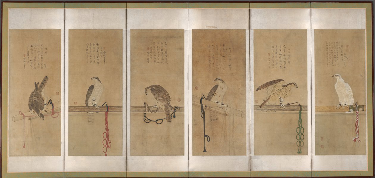 Tethered Hawks, ennen vuotta 1606. tekijältä Soga Chokuan
