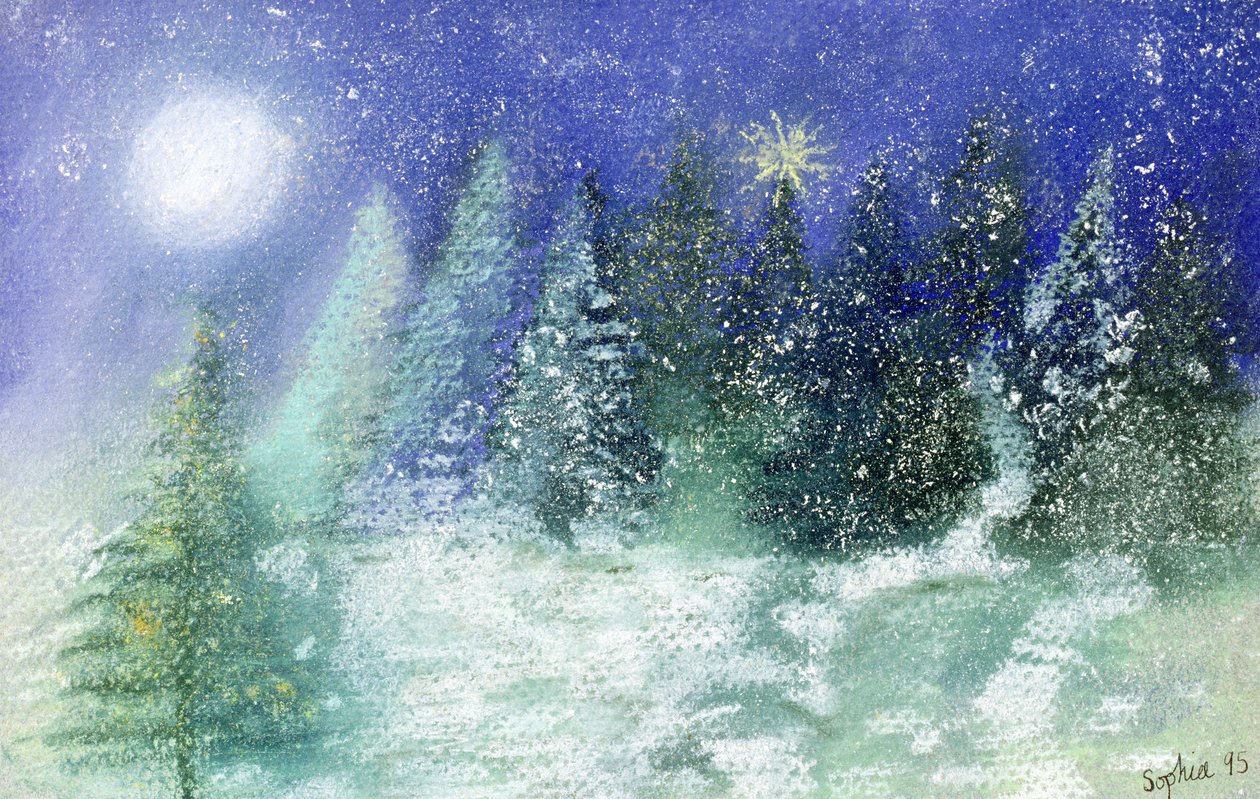 Silent Night, 1995 (pastelli paperille) tekijältä Sophia Elliot