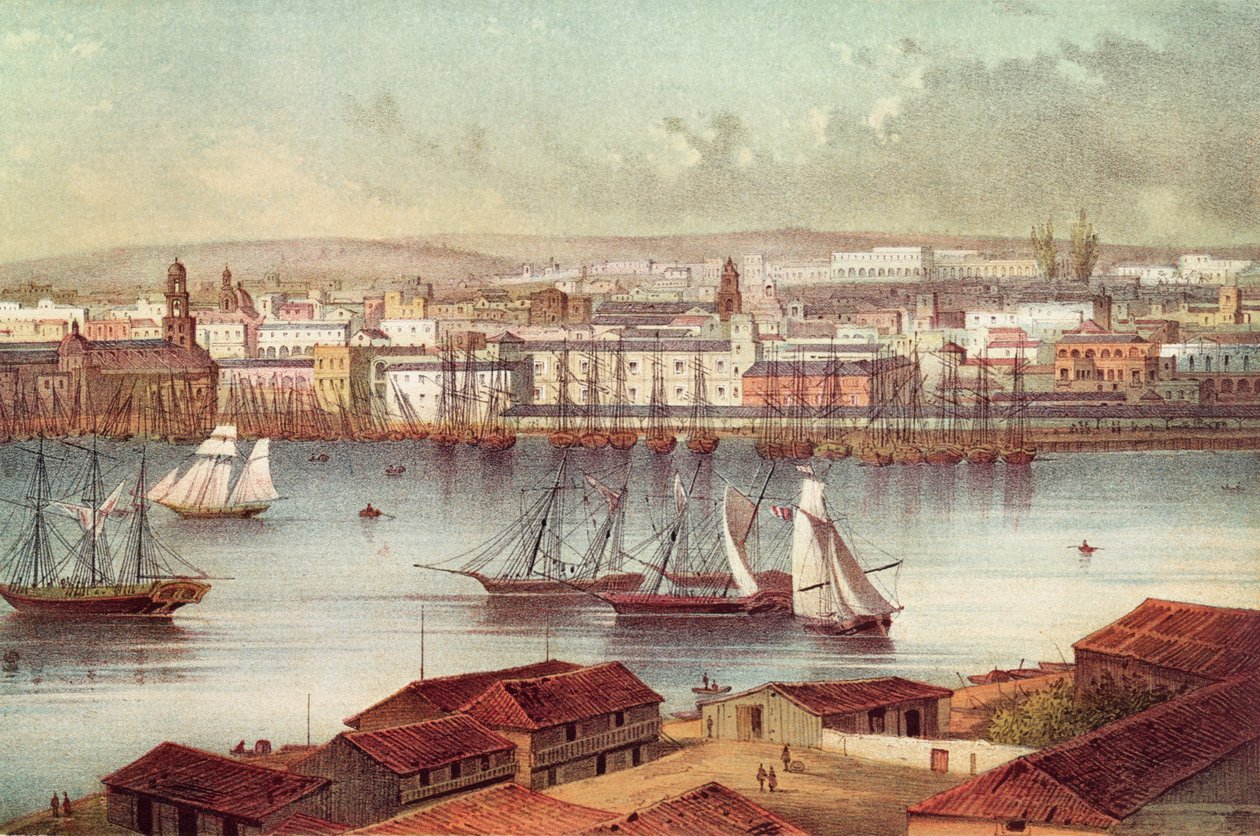 Näkymä Havannasta, Kuuba, 1800-luvun puoliväli tekijältä American School