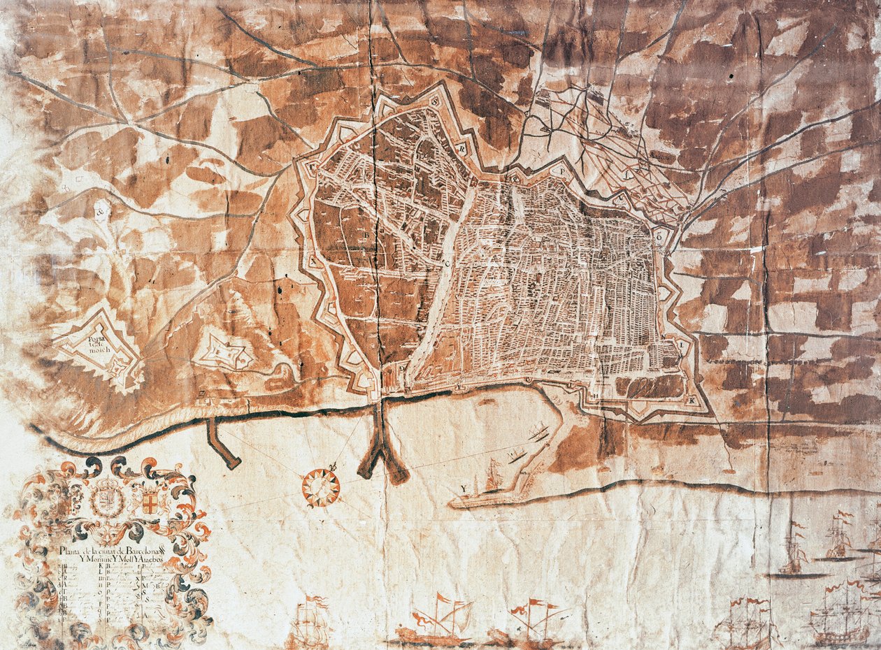 Barcelonan kaupungin kartta, 1697 tekijältä Spanish School
