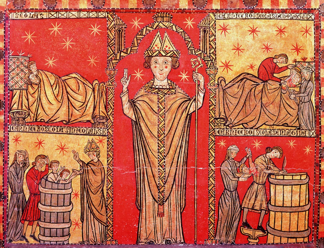St. Nicholas of Bari (tempera paneelissa) tekijältä Spanish School