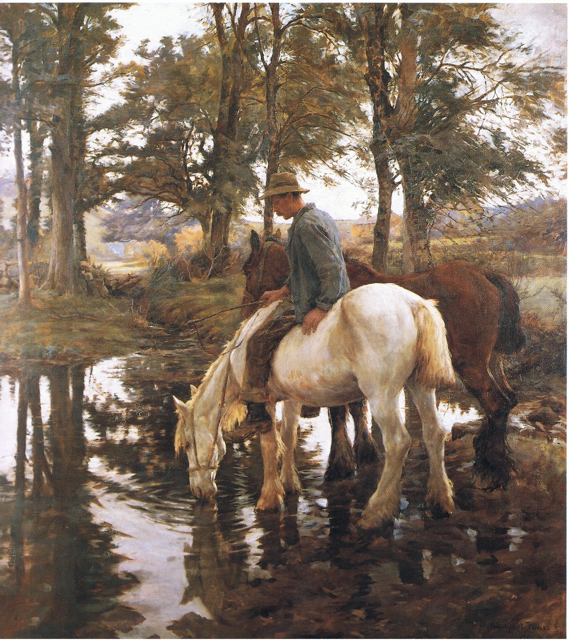 Juomapaikka (väri litho) tekijältä Stanhope Alexander Forbes