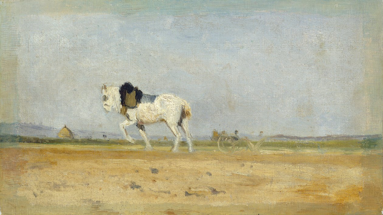 Kyntöhevonen pellolla tekijältä Stanislas Lepine