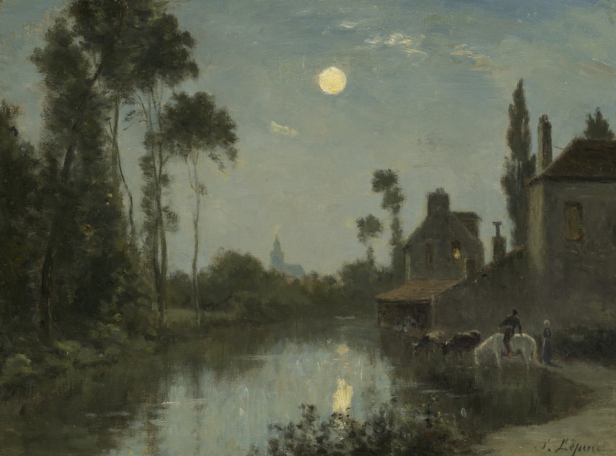 Moonlit River, noin 1866-70 tekijältä Stanislas Victor Edouard Lepine