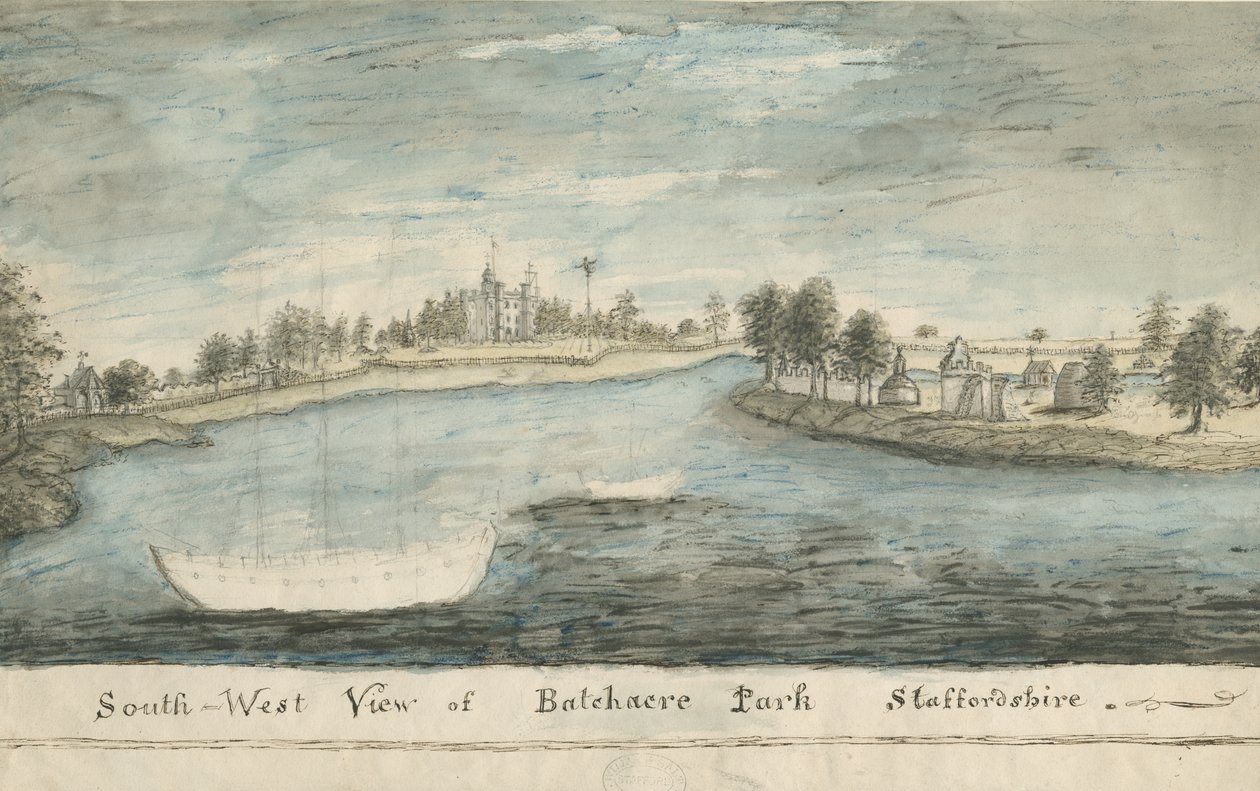 Batchacre Park: sävytetty piirros, nd [?1800-luku] tekijältä Stebbing Shaw