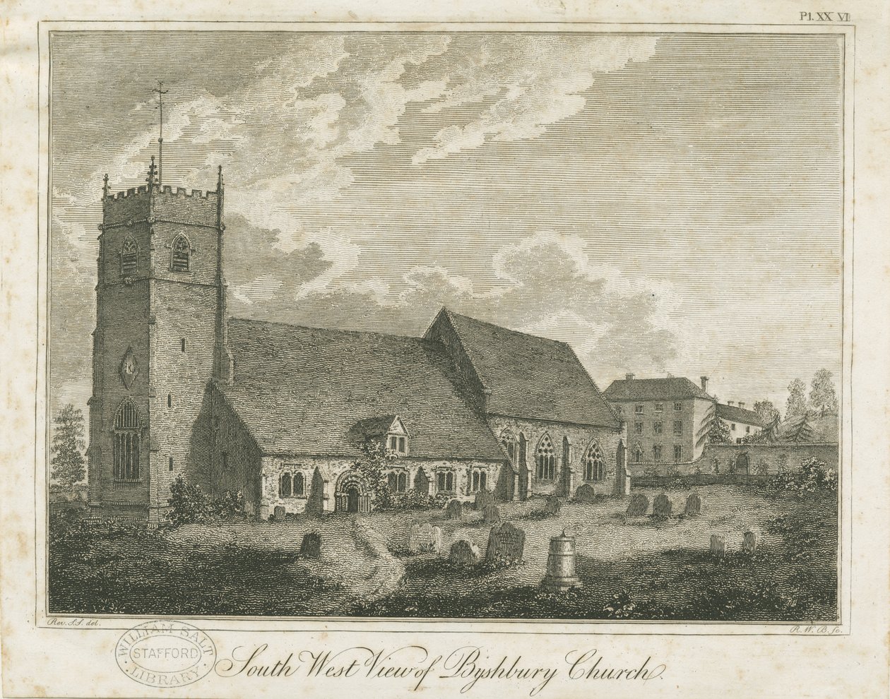 Bushbury Church: kaiverrus ja [?1700-luku] tekijältä Stebbing Shaw