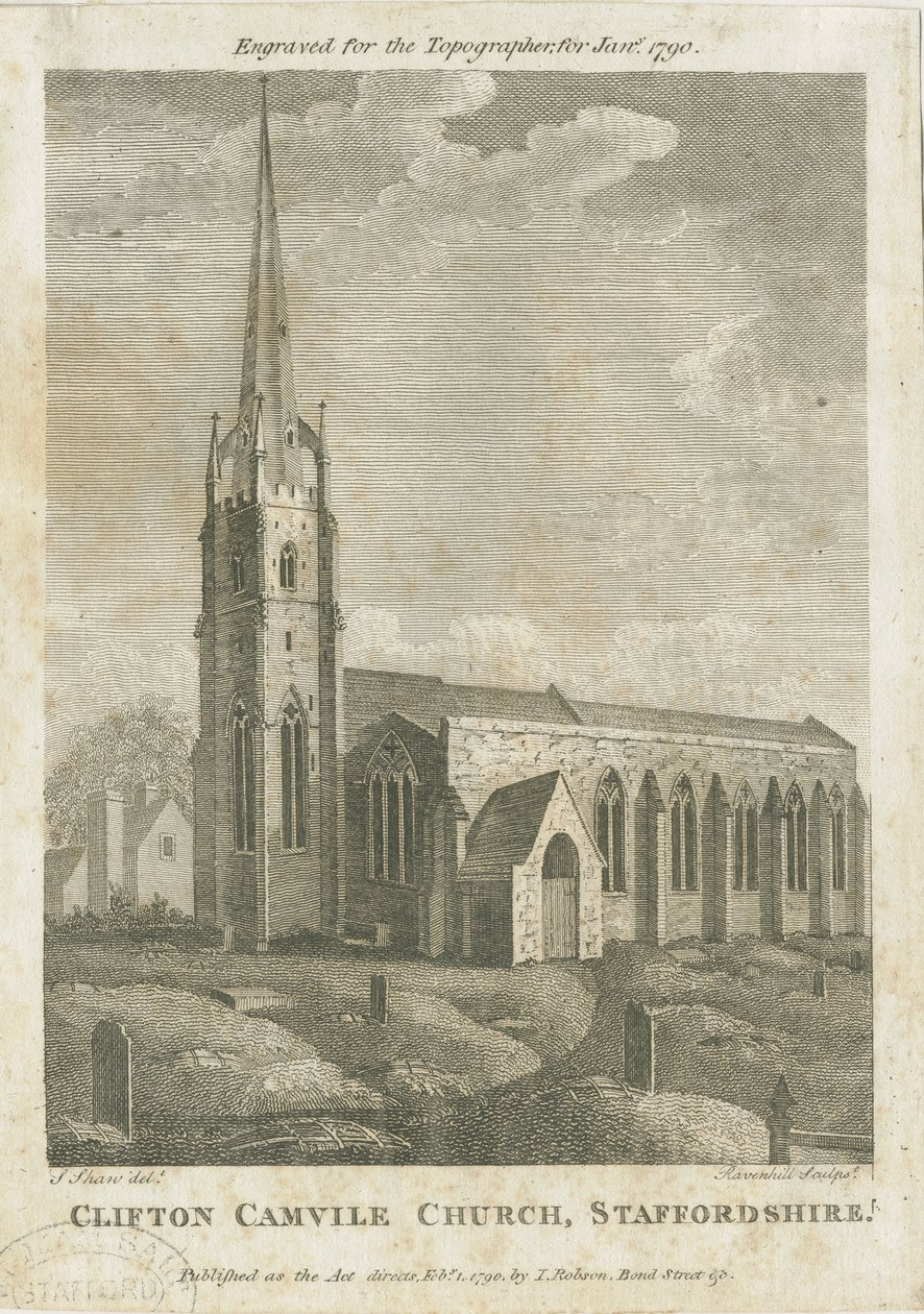 Clifton Campvillen kirkko: kaiverrus, nd [1790] tekijältä Stebbing Shaw