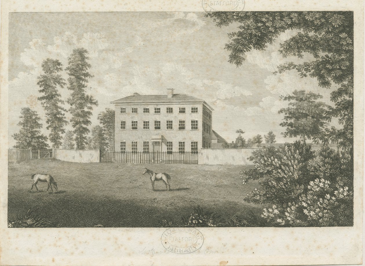 Little Onn Hall: viivakaiverrus, nd [1762-1802] tekijältä Stebbing Shaw