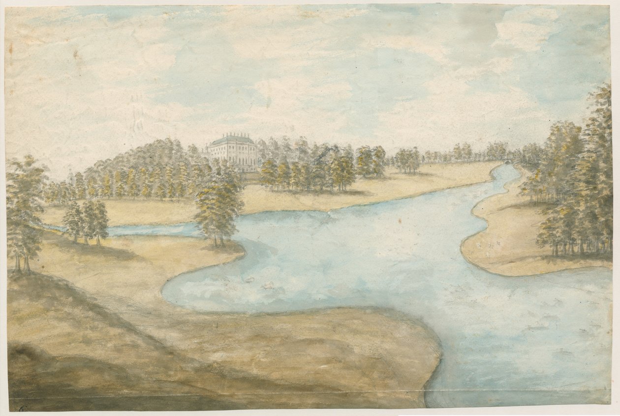 Teddesley Hall: akvarellimaalaus, nd [1762-1802] tekijältä Stebbing Shaw