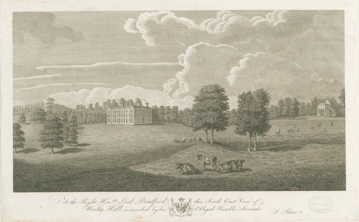 Weston-under-Lizard - Hall: kaiverrus, nd [1762-1802] (painettu) tekijältä Stebbing Shaw