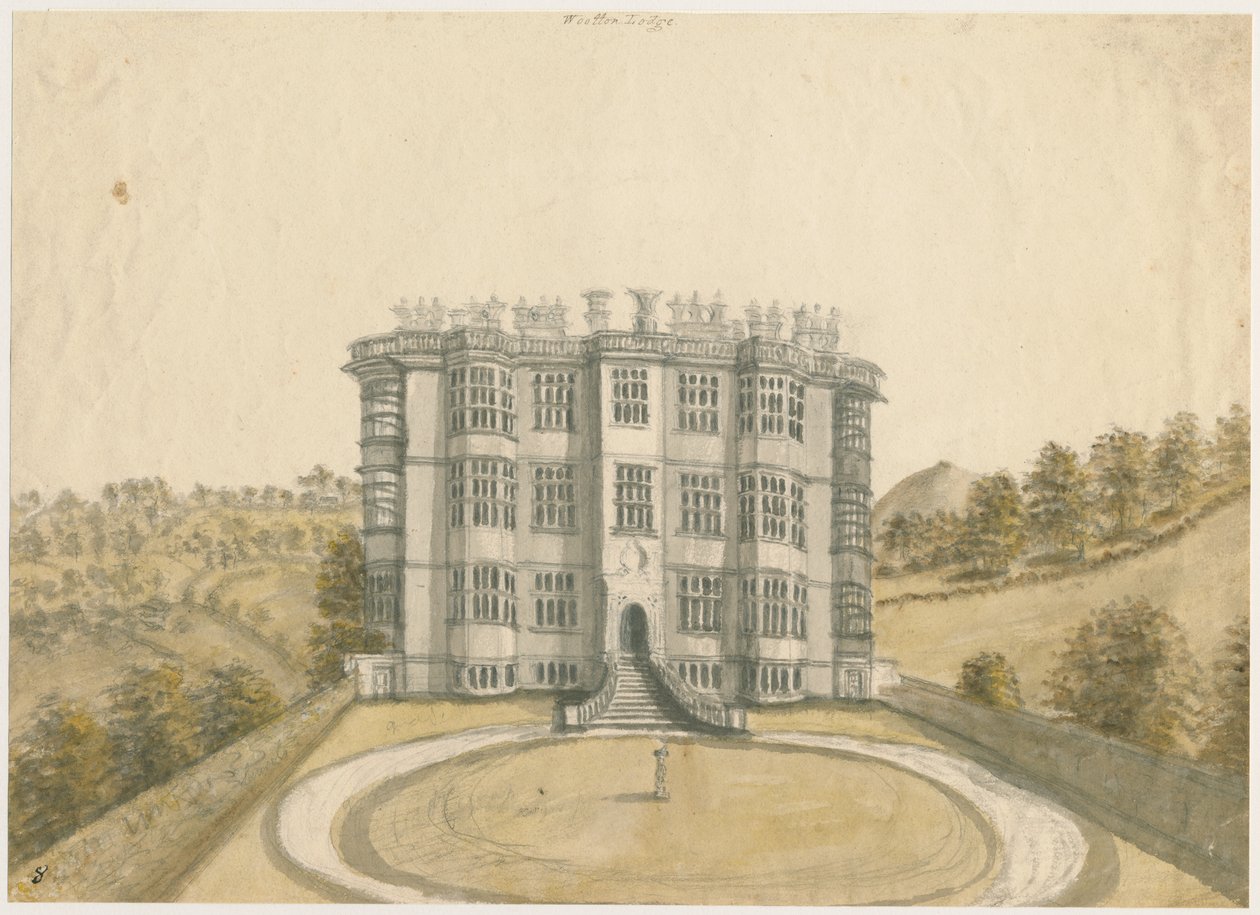 Wootton Lodge: akvarellimaalaus, nd [1794] tekijältä Stebbing Shaw