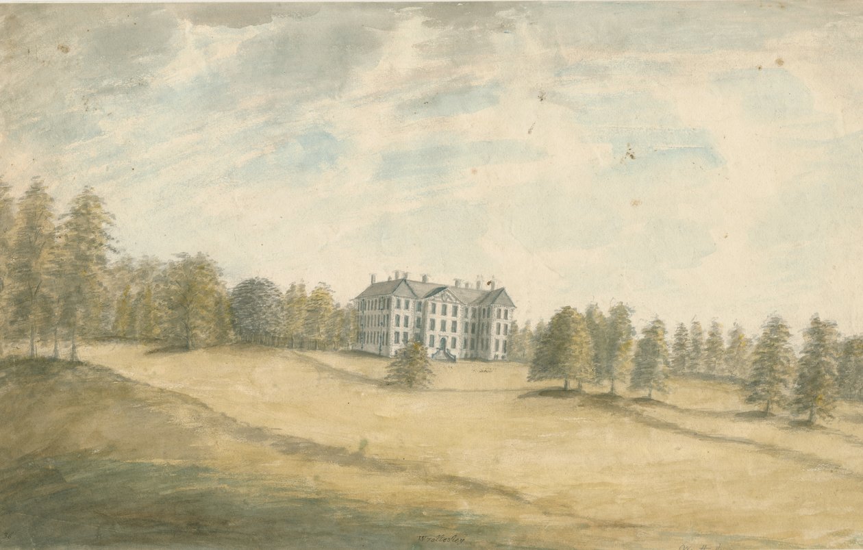 Wrottesley Hall: akvarellimaalaus, nd [1762-1802] tekijältä Stebbing Shaw