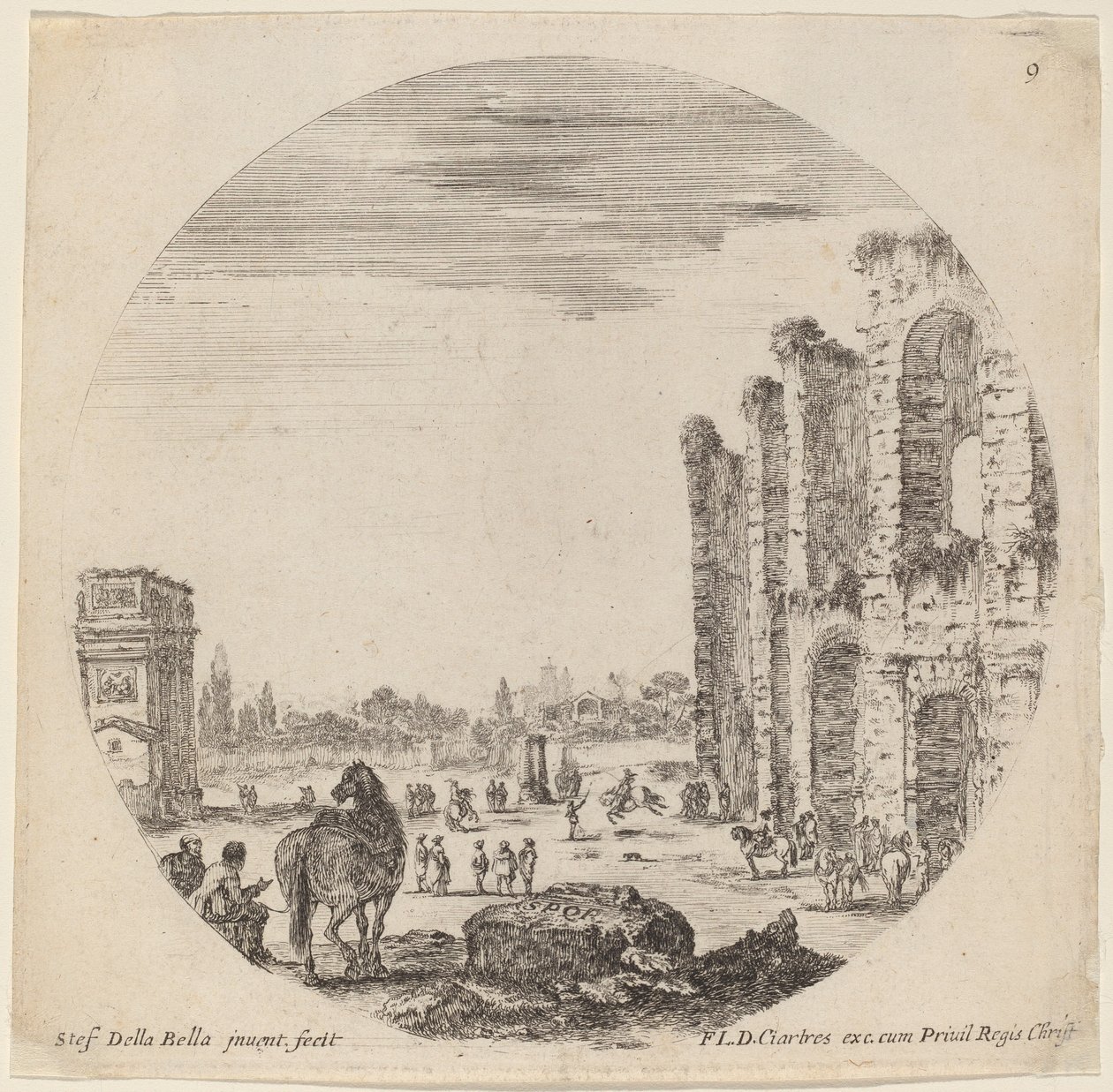 Colosseum ja Konstantinuksen kaari tekijältä Stefano della Bella