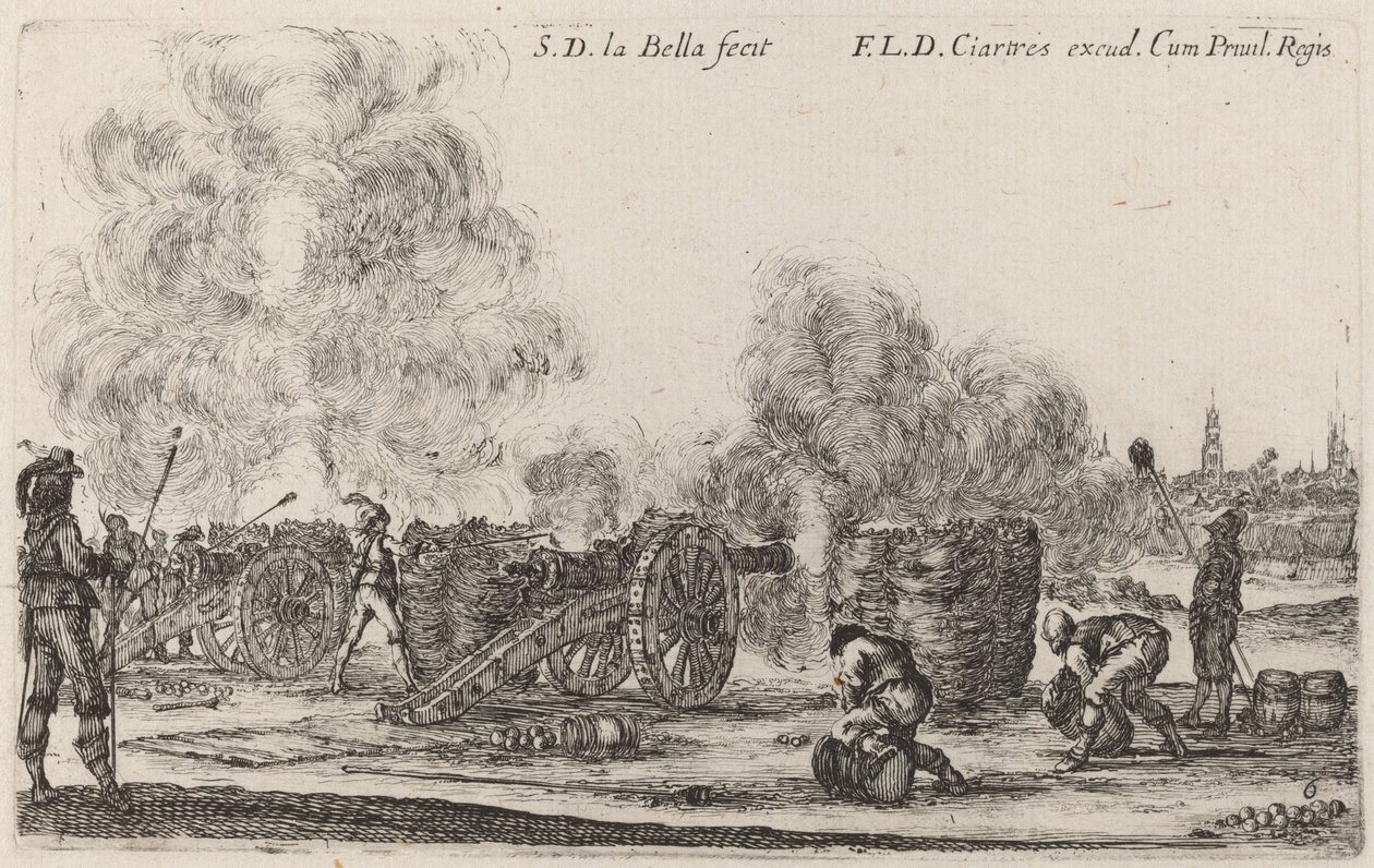 Tykkien ampuminen, n. 1641. tekijältä Stefano della Bella